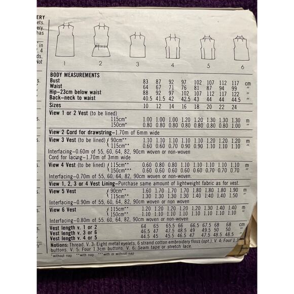 Simplicity 5294 sewing pattern vest 1970s - Picture 6 of 6